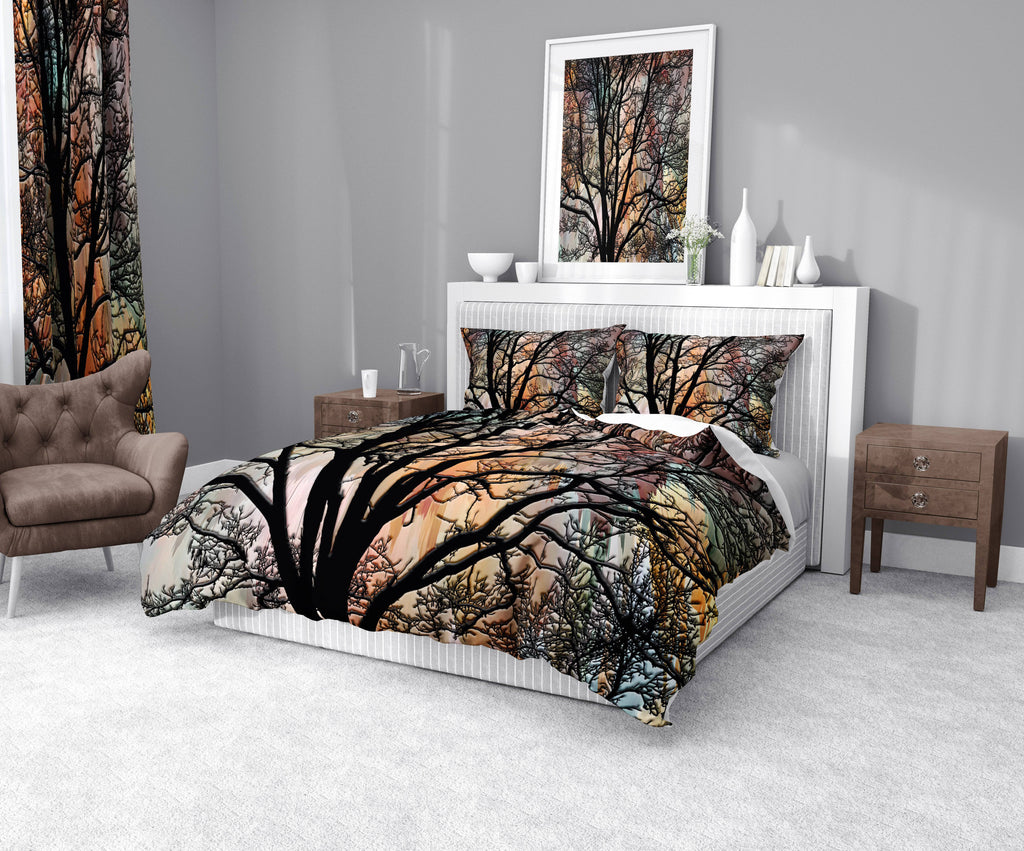 Abstract Tree Silhouette Comforter or Duvet Cover | Twin, Queen, King Size - Deja Blue Studios