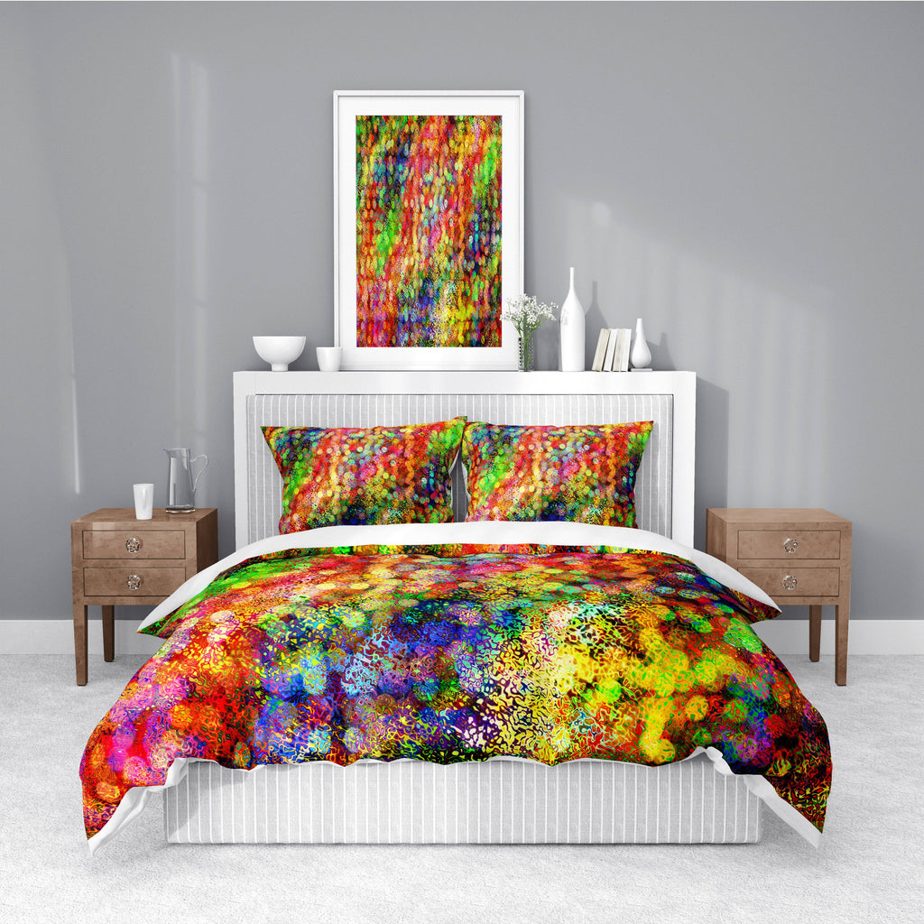 Colorful Bokeh Abstract Style Comforter or Duvet Cover | Twin, Queen, King Size - Deja Blue Studios