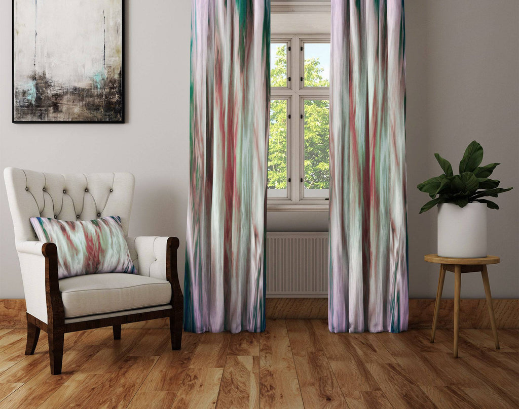 Abstract Pink Sunset Boho Print Window Curtains - Deja Blue Studios