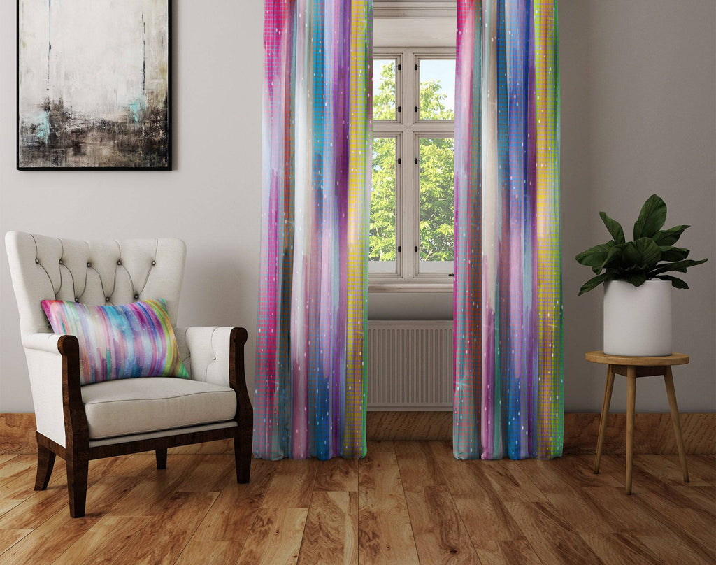 Boho Gypsy Rainbow Window Curtain Panels - Deja Blue Studios