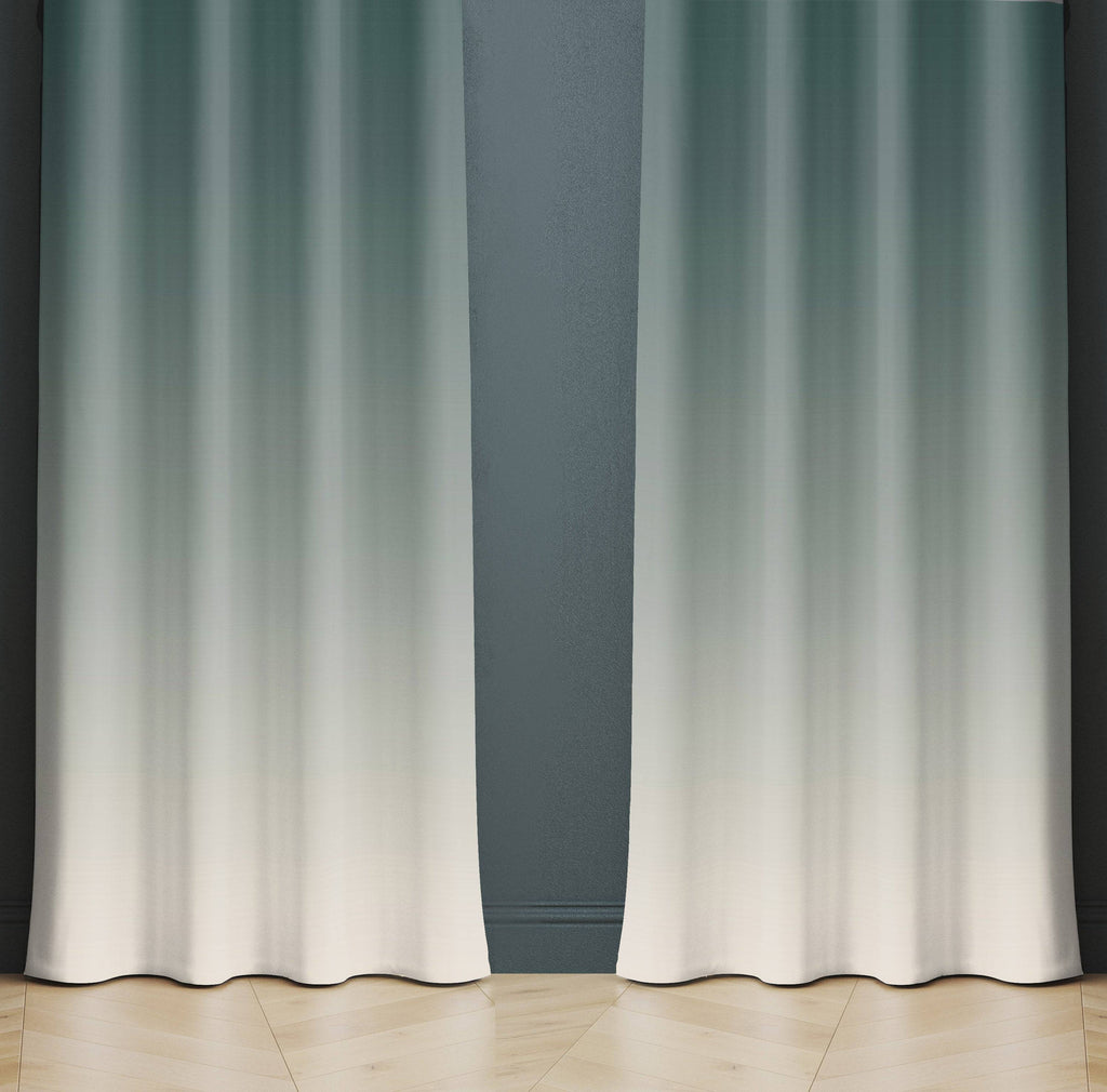 Green to Beige Ombre Gradient Window Curtains - Deja Blue Studios