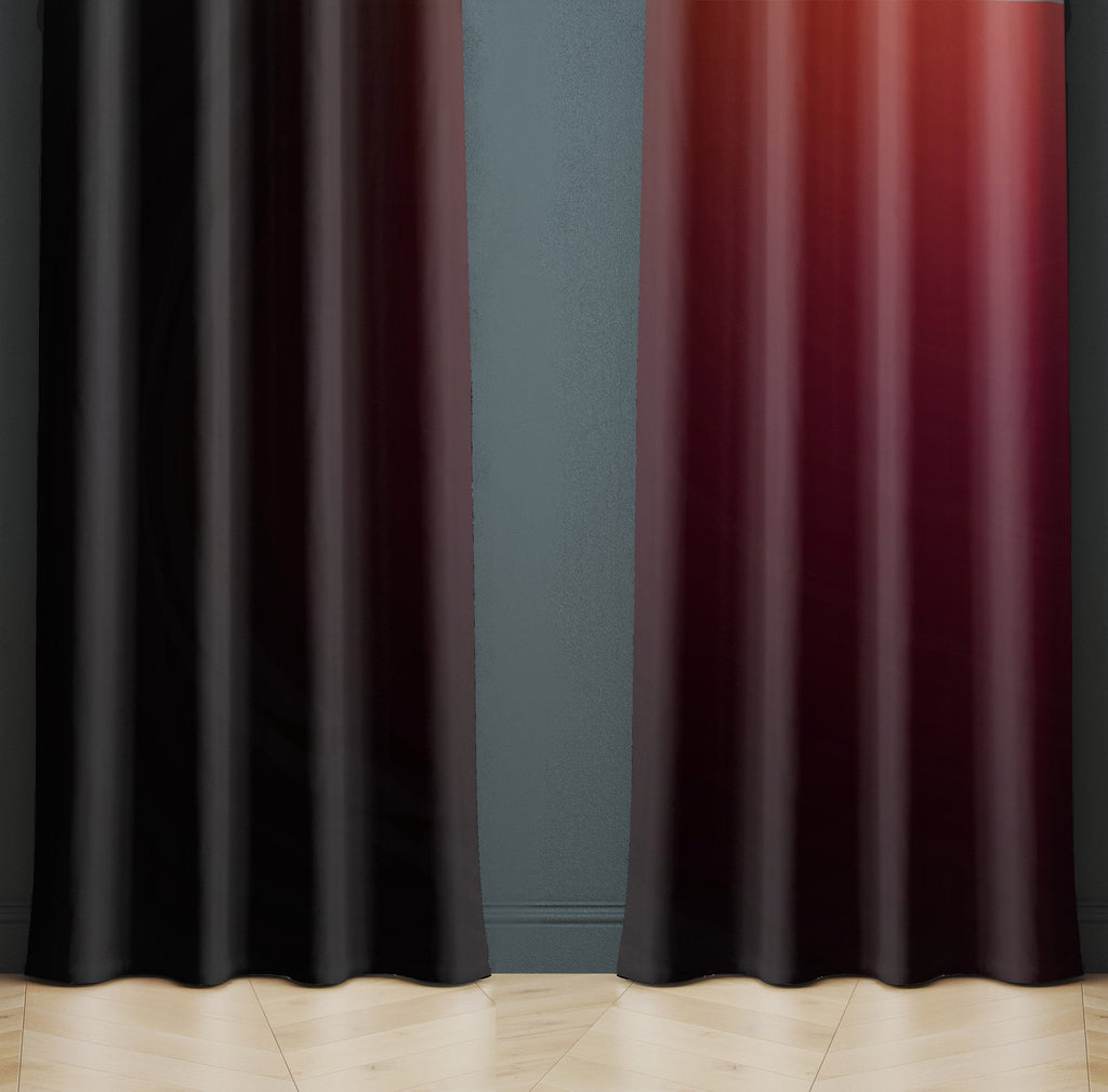 Red Wine and Black Ombre Gradient Window Curtains - Deja Blue Studios