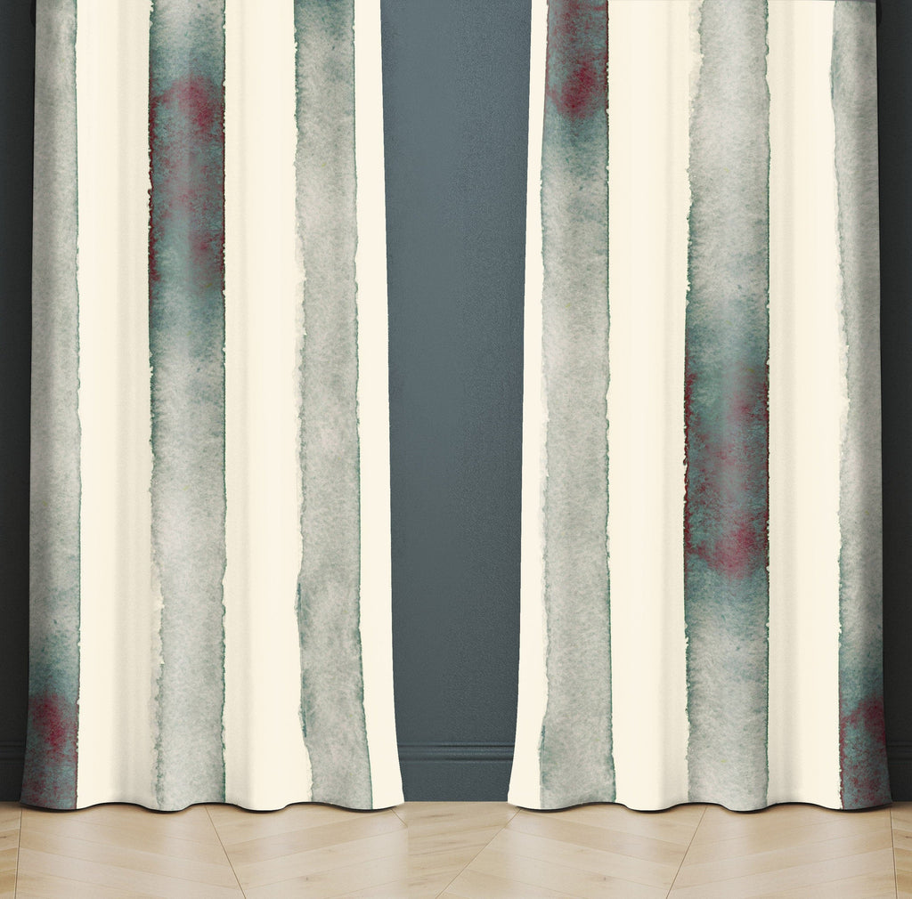 Chic Weathered Rustic Vertical Stripe Window Curtains - Deja Blue Studios