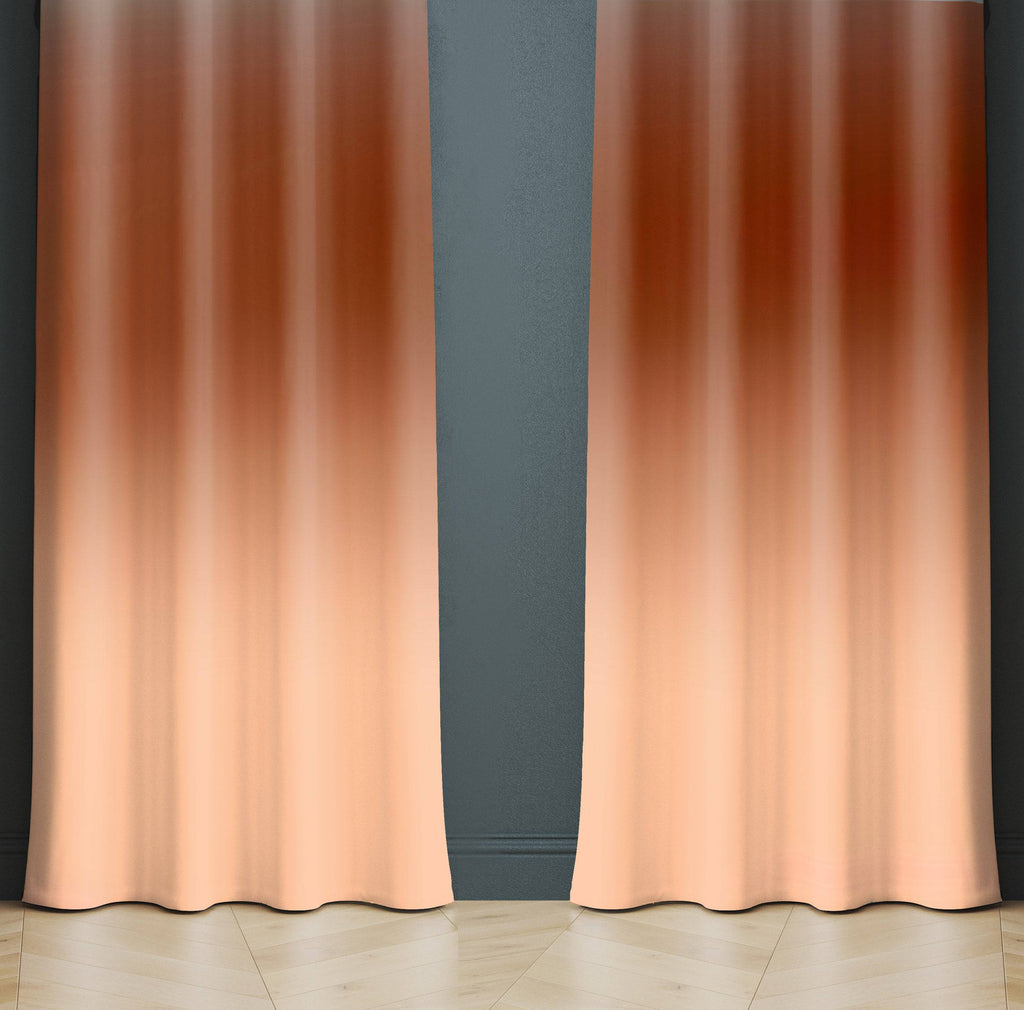 Burnt Autumn Orange Ombre Gradient Window Curtains - Deja Blue Studios