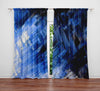 Abstract Blue and White Paint Brush Stroke Window Curtains - Deja Blue Studios