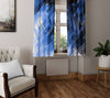 Abstract Blue and White Paint Brush Stroke Window Curtains - Deja Blue Studios