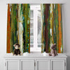 Abstract Striped Window Curtains - Green and Orange Grunge Painted Stripes - Deja Blue Studios