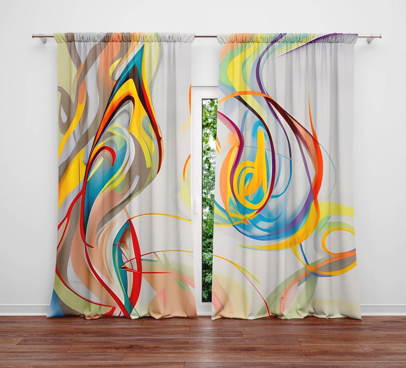 Abstract Window Curtains - Multi Color Abstract Flame Design | Deja ...
