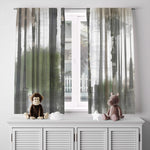 Abstract Striped Window Curtains - White, Green and Gray Print - Deja Blue Studios