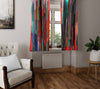 Abstract Striped Window Curtains - Red and Blue Falling Fire and Rain - Deja Blue Studios