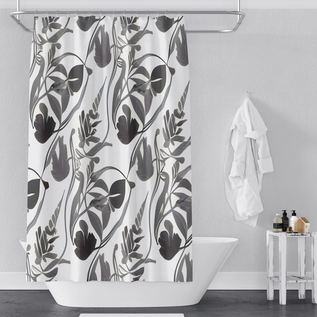 Abstract Shower Curtains - Whimsical Leaf and Plant Abstract Print - Deja Blue Studios