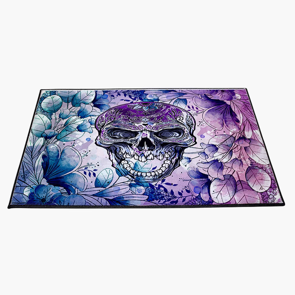 Watercolor Skull Door Rug | Front Doormat - Deja Blue Studios