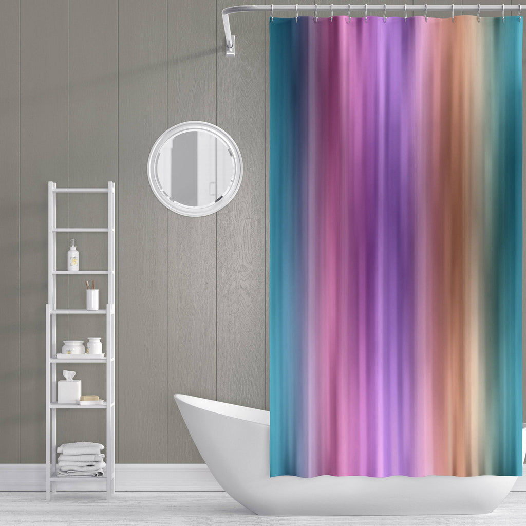 Pink and Purple Striped Watercolor Boho Shower Curtain - Deja Blue Studios