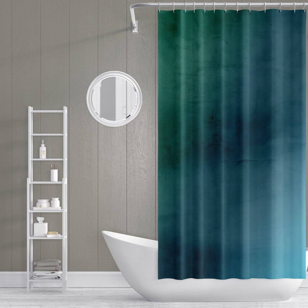Green and Blue Grunge Ombre Shower Curtain - Deja Blue Studios