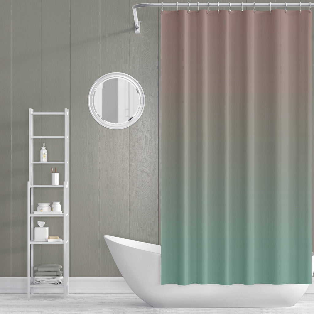 Beige to Mint Sunset Ombre Gradient Shower Curtain - Deja Blue Studios