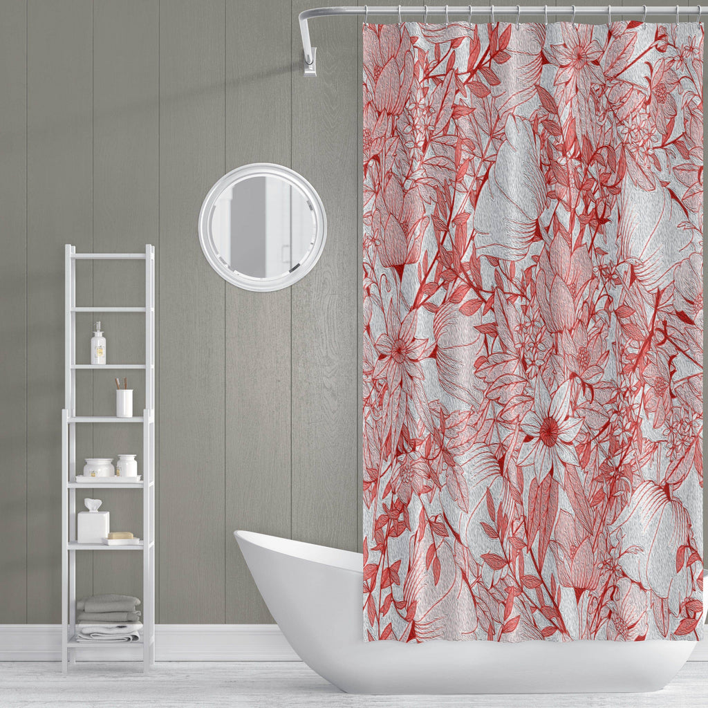 Coral Pink Faux Oil Painting Shower Curtain - Deja Blue Studios
