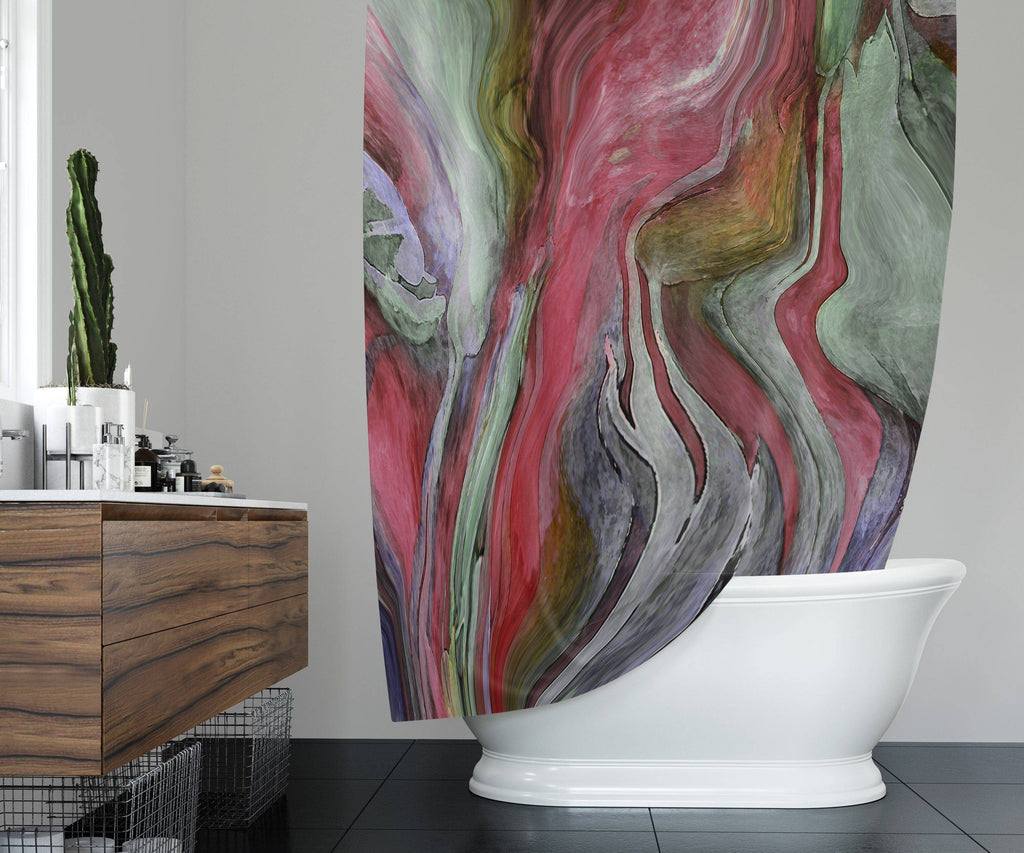 Abstract Pink and Gray Swirl Shower Curtain - Deja Blue Studios