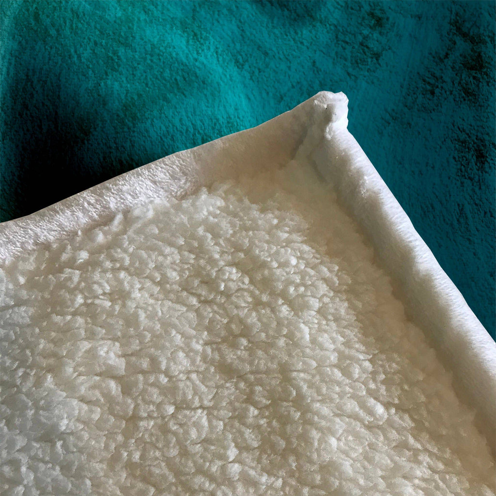 Teal, Black and Tan Swirl Fleece Sherpa Blanket | Large 68" x 80" Size - Deja Blue Studios