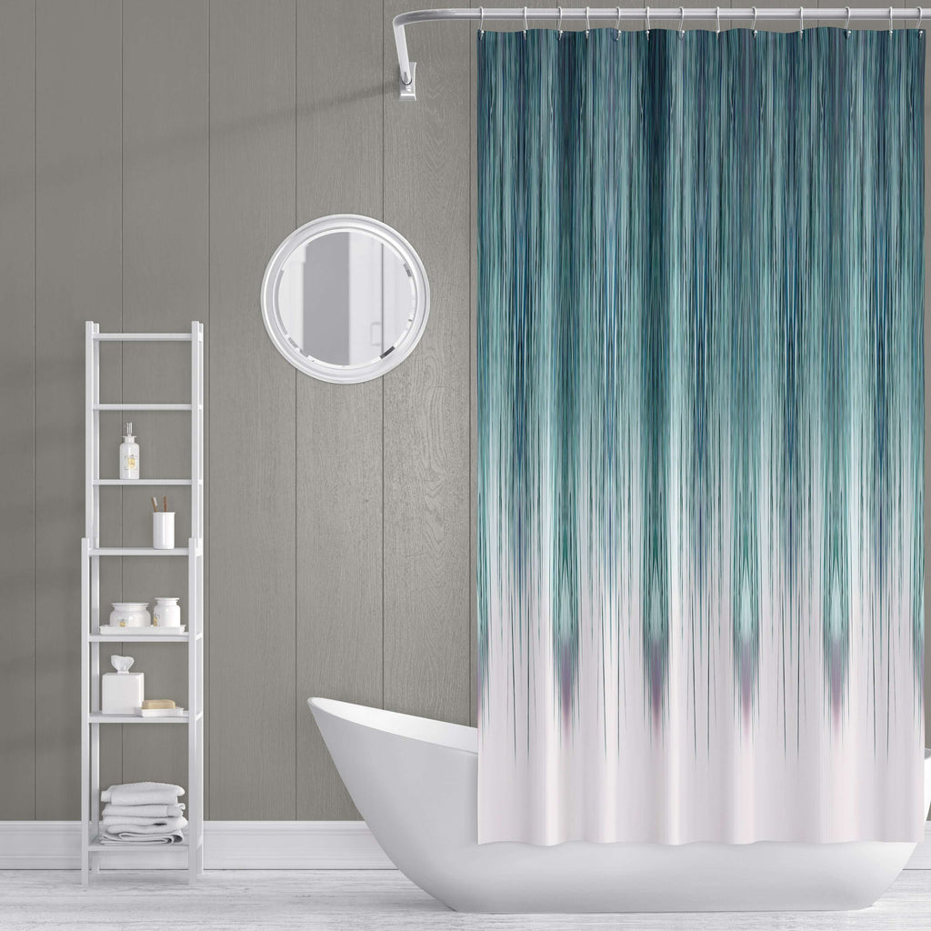 Aqua Green and Blue Peacock Rain Shower Curtain - Deja Blue Studios
