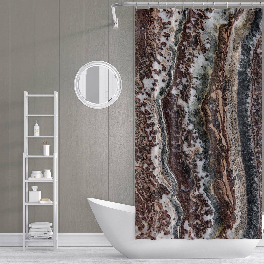 Brown Earth Tone Agate Shower Curtain - Deja Blue Studios