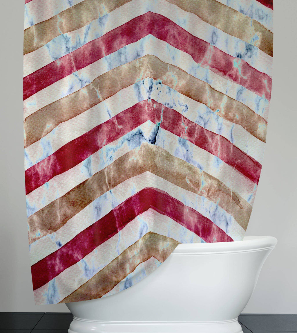 Eclectic Grunge Chevron Shower Curtain - Deja Blue Studios