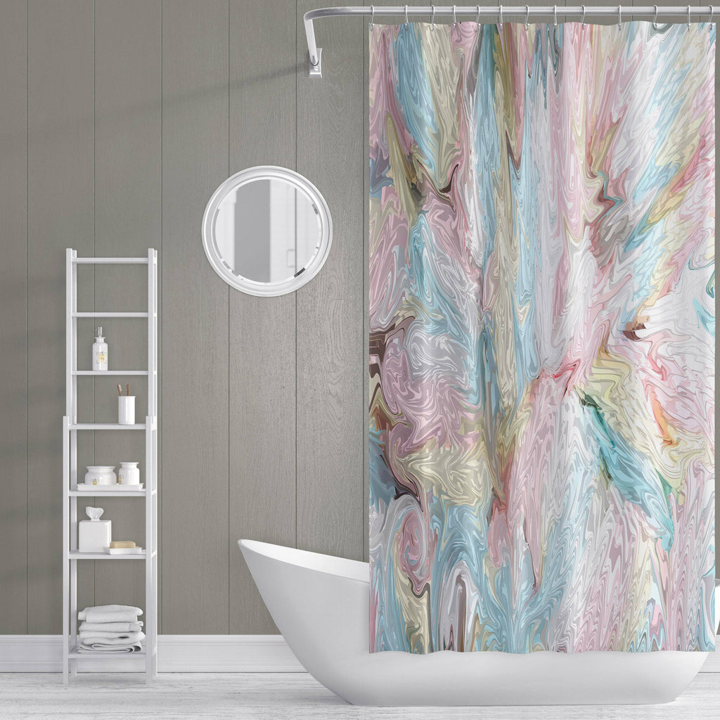 Pink Pastel Abstract Swirl Shower Curtain - Deja Blue Studios