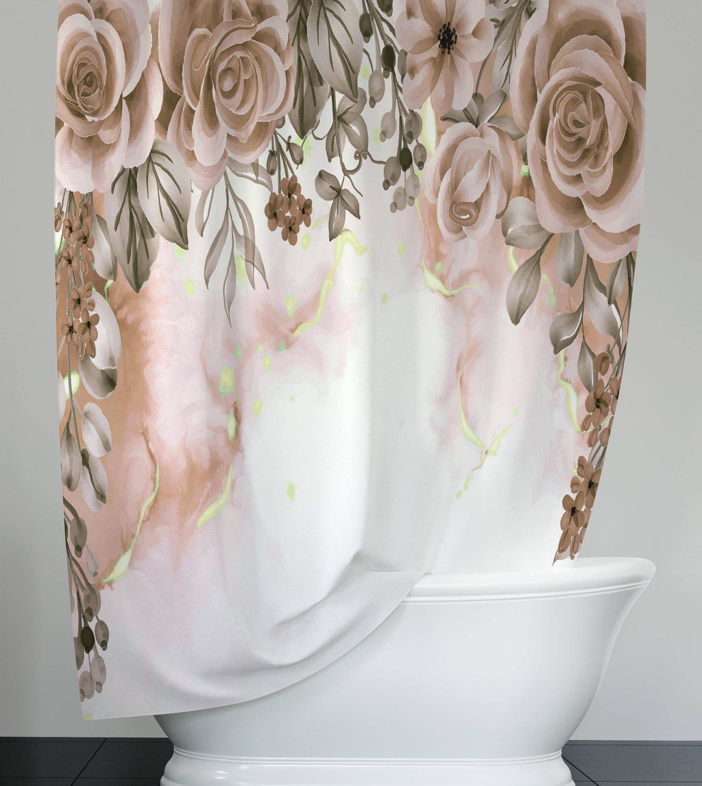 Blush Hanging Floral Roses Shower Curtain - Deja Blue Studios