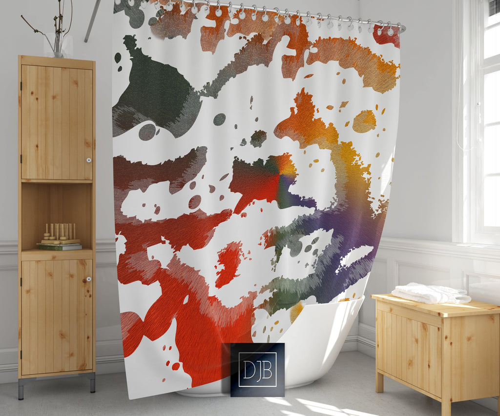 Bright Multi-Color Paint Splatter Print Shower Curtain - Deja Blue Studios