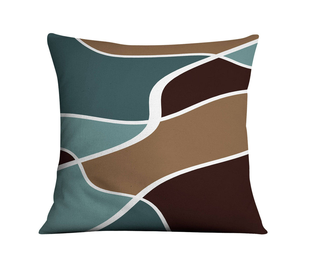 Multi Pattern Blue and Brown Throw Pillows - Deja Blue Studios