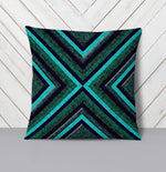 Geometric Green Cross Pattern Throw Pillow - Deja Blue Studios