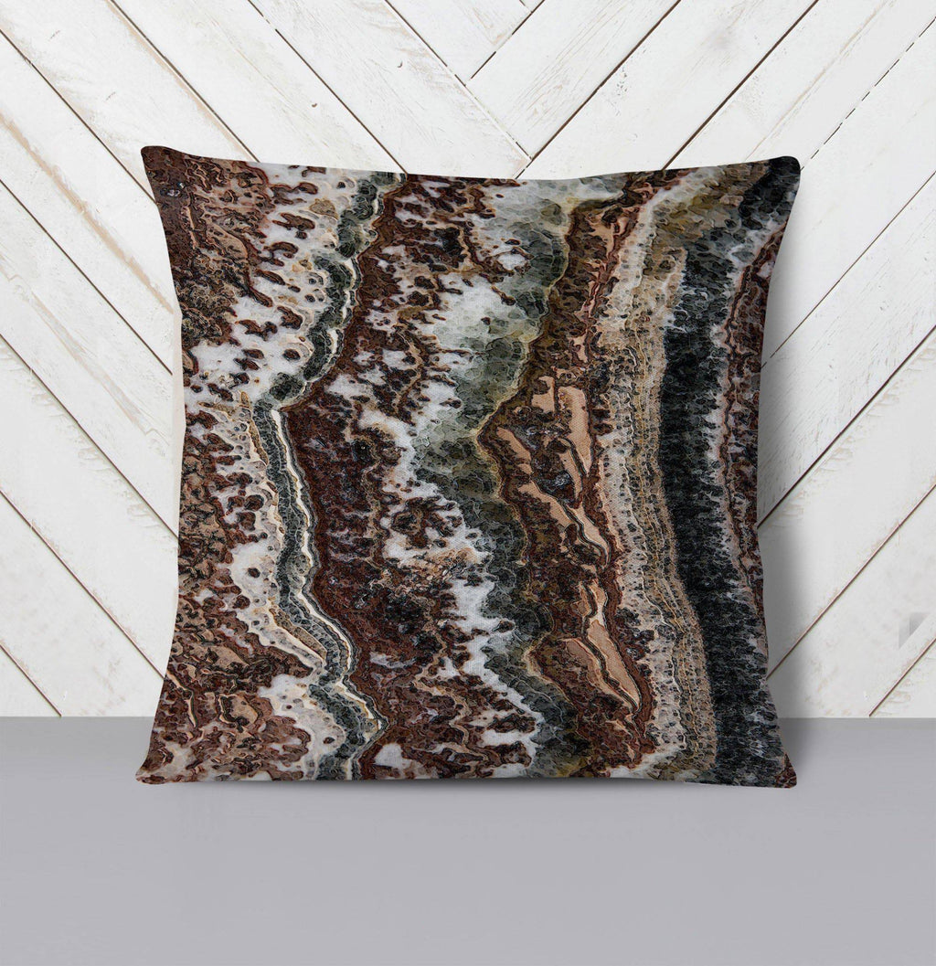 Brown Earth Tone Agate Throw Pillow - Deja Blue Studios