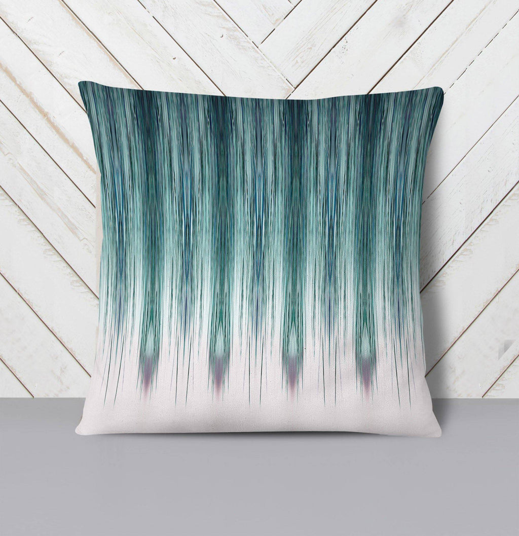 Abstract Blue Green Peacock Stripes Throw Pillow - Deja Blue Studios