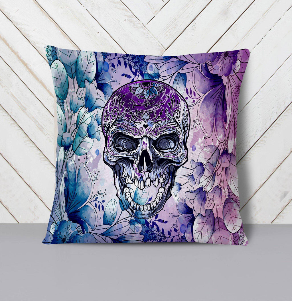 Watercolor Skull Throw Pillows | Square and Rectangle Pillows - Deja Blue Studios