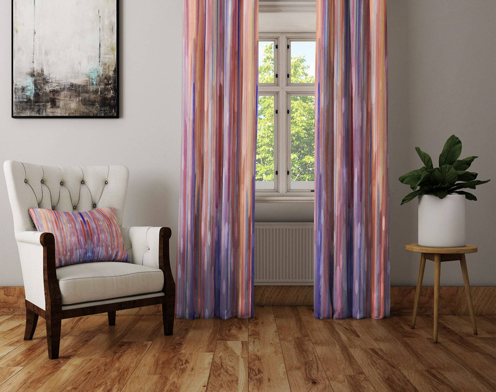 Pastel Watercolor Boho Window Curtains - Deja Blue Studios