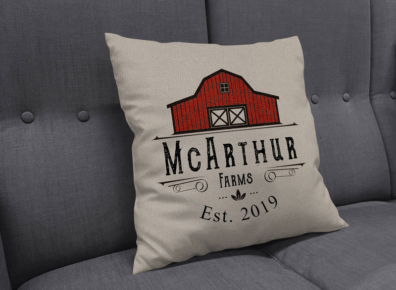 Personalized Rustic Red Barn Farm Throw Pillows, Square and Rectangle  Pillows, Neutral Farmhouse Pillow