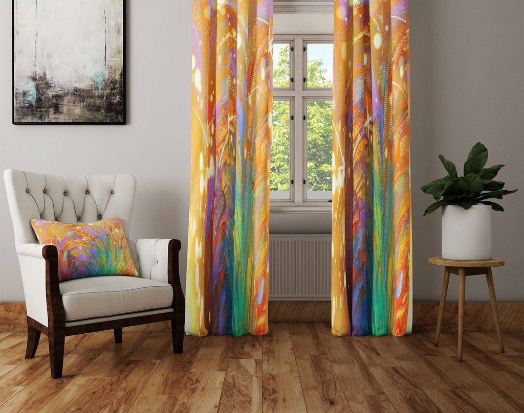 Gold Abstract Bokeh Window Curtain Panels - Deja Blue Studios