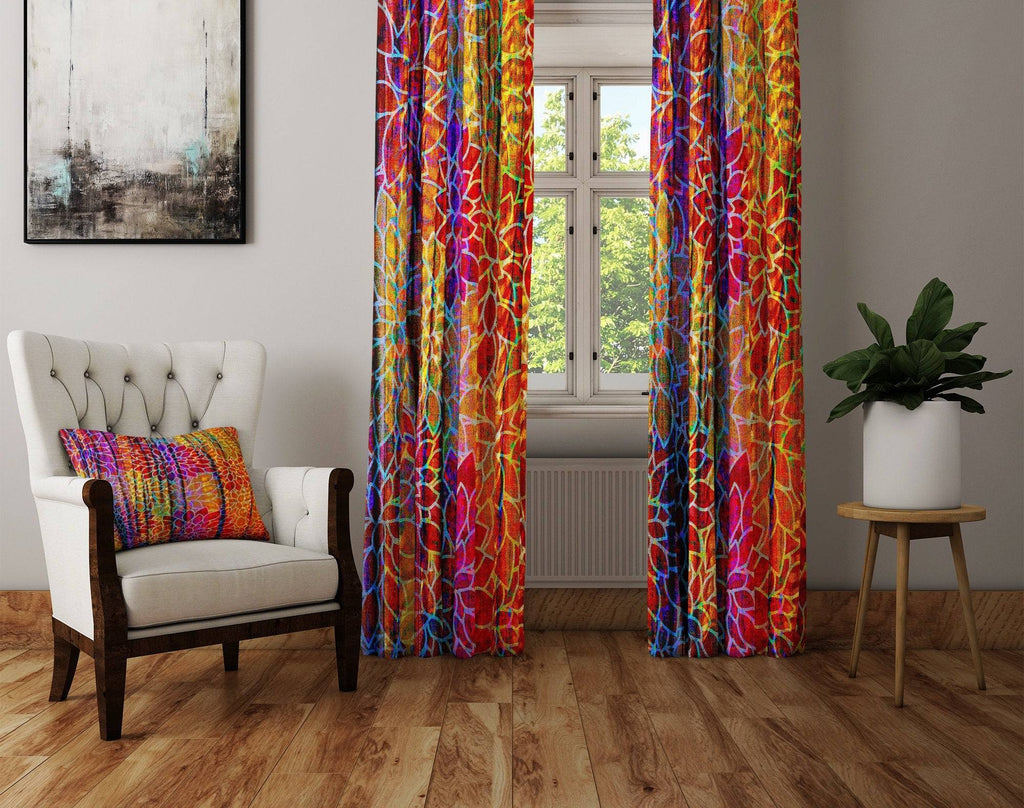 Bohemian Rags Floral Print Window Curtains - Deja Blue Studios