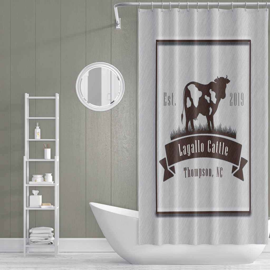 Farmhouse Cattle Shower Curtain Personalized | Chic Farm Shower Curtains - Deja Blue Studios