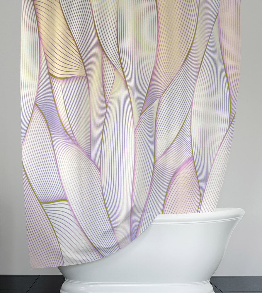 Purple Ornate Leaf Floral Pattern Shower Curtain - Deja Blue Studios
