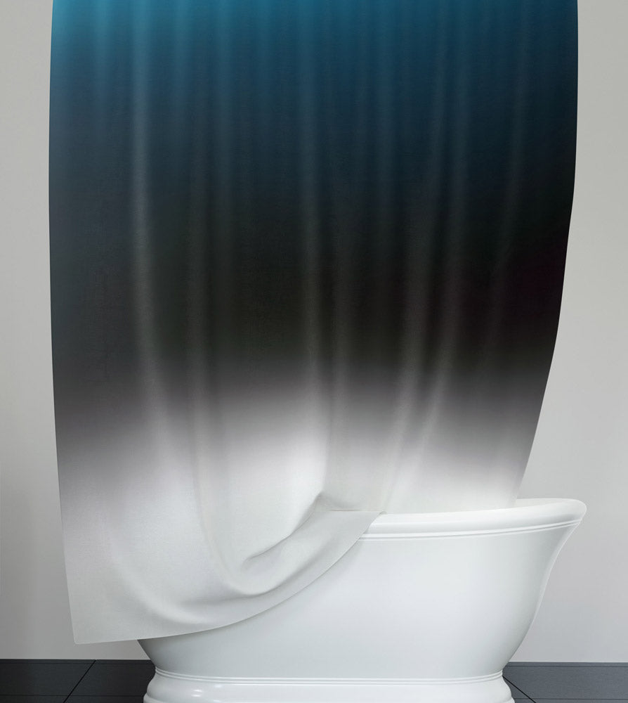 Blue, White, Black Multi Color Gradient Shower Curtain - Deja Blue Studios
