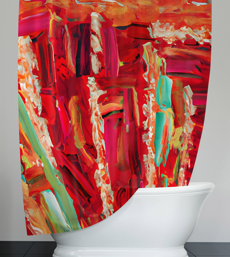Bohemian Abstract Paint Stripe Pattern Shower Curtain - Deja Blue Studios