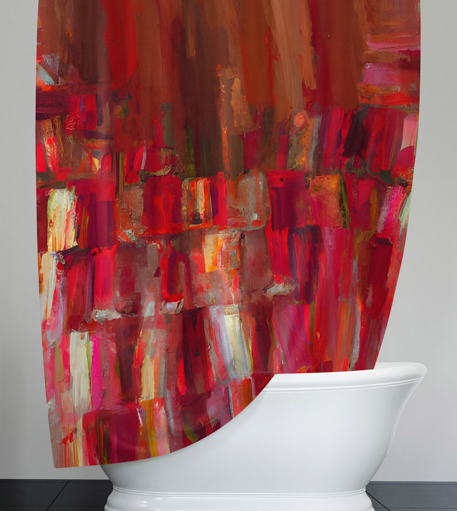 Bohemian Abstract Brushed Layered Blocks Shower Curtain - Deja Blue Studios