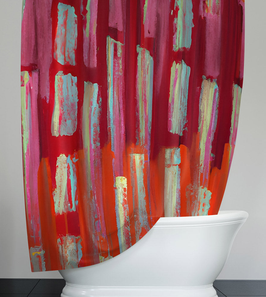 Bohemian Abstract Vertical Stripes Shower Curtain - Deja Blue Studios