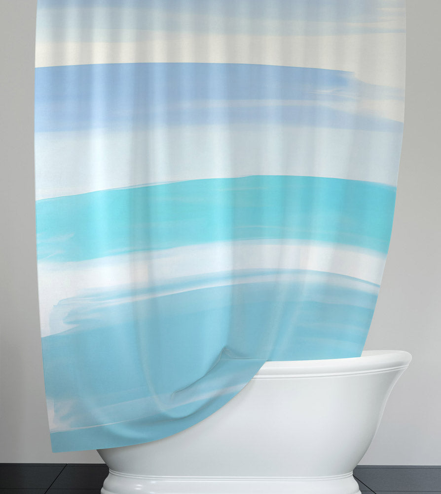 Light Color Blue Stroke Stripes Shower Curtain - Deja Blue Studios