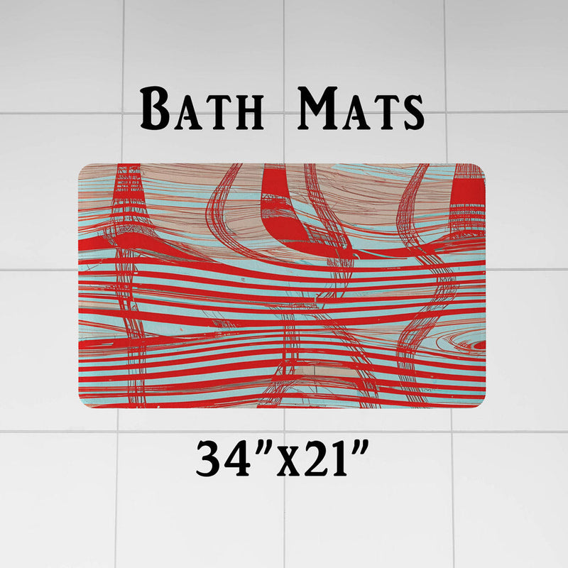Abstract Shower Curtain - Red and White Abstract Lines - Deja Blue Studios