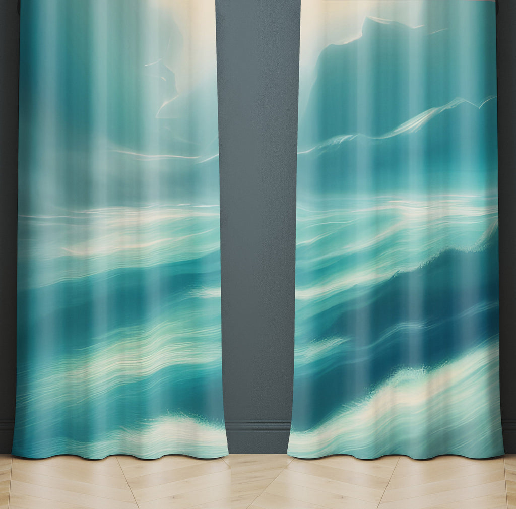 Nautical Window Curtains - Teal and Blue Ocean Curtains - Deja Blue Studios