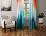 Abstract Ombre Window Curtains - Blue, White and Red Weathered Style Design - Deja Blue Studios