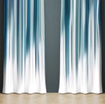 Abstract Striped Window Curtains - Blue and White Falling Rain Stripes - Deja Blue Studios