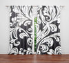 Abstract Damask Window Curtains - Dark Gray and White Whimsical Ornate Pattern - Deja Blue Studios