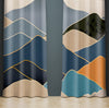 Abstract Window Curtain - Blue and Gold Geode Mountain - Deja Blue Studios